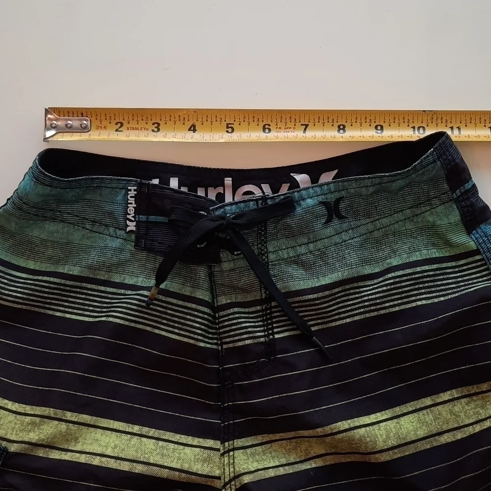 Hurley Striped Board Shorts Swim Trunks 24 Black Pink Green